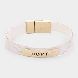 Hope metal leather magnetic closure bracelet